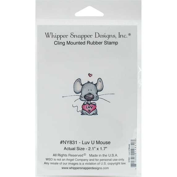 Whipper Snapper Cling Stamp 4"X6"-Luv U Mouse, Pk 1, Whipper Snapper Designs