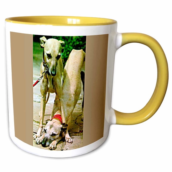3drose, Whippet, 15oz Two-tone Yellow Mug