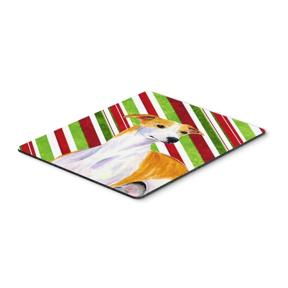 "Whippet Candy Cane Holiday Christmas Mouse Pad Hot Pad or Trivet"
