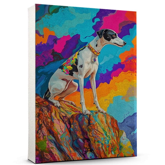 Whippet Dog Canvas Climbing Canvas Cute Whippet Canvas Wall Art of Puppy Playing Climbing, Perfect for Dog and Sports Fans