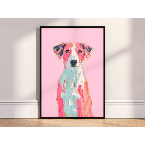 Whippet Dog Portrait Colorful Pet Wall Art Poster Unframed Paper Print