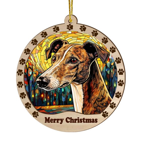 Whippet Dog suncatcher, hanging window ornament, holiday gift for Dog enthusiasts
