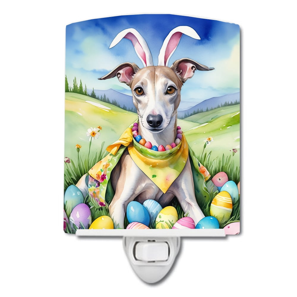Whippet Easter Egg Hunt Ceramic Night Light 4 in x 6 in