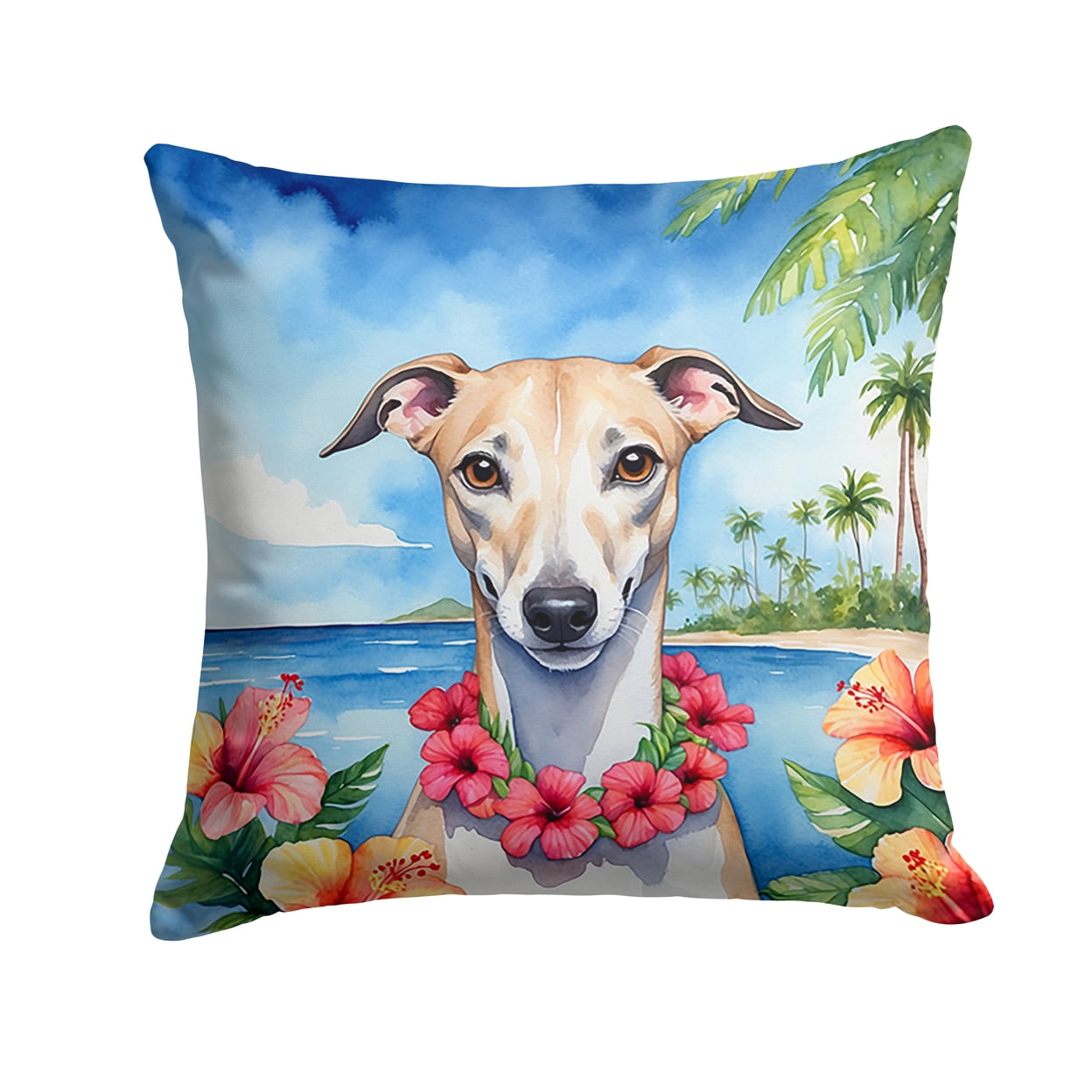 Whippet Luau Throw Pillow 18 in x 18 in