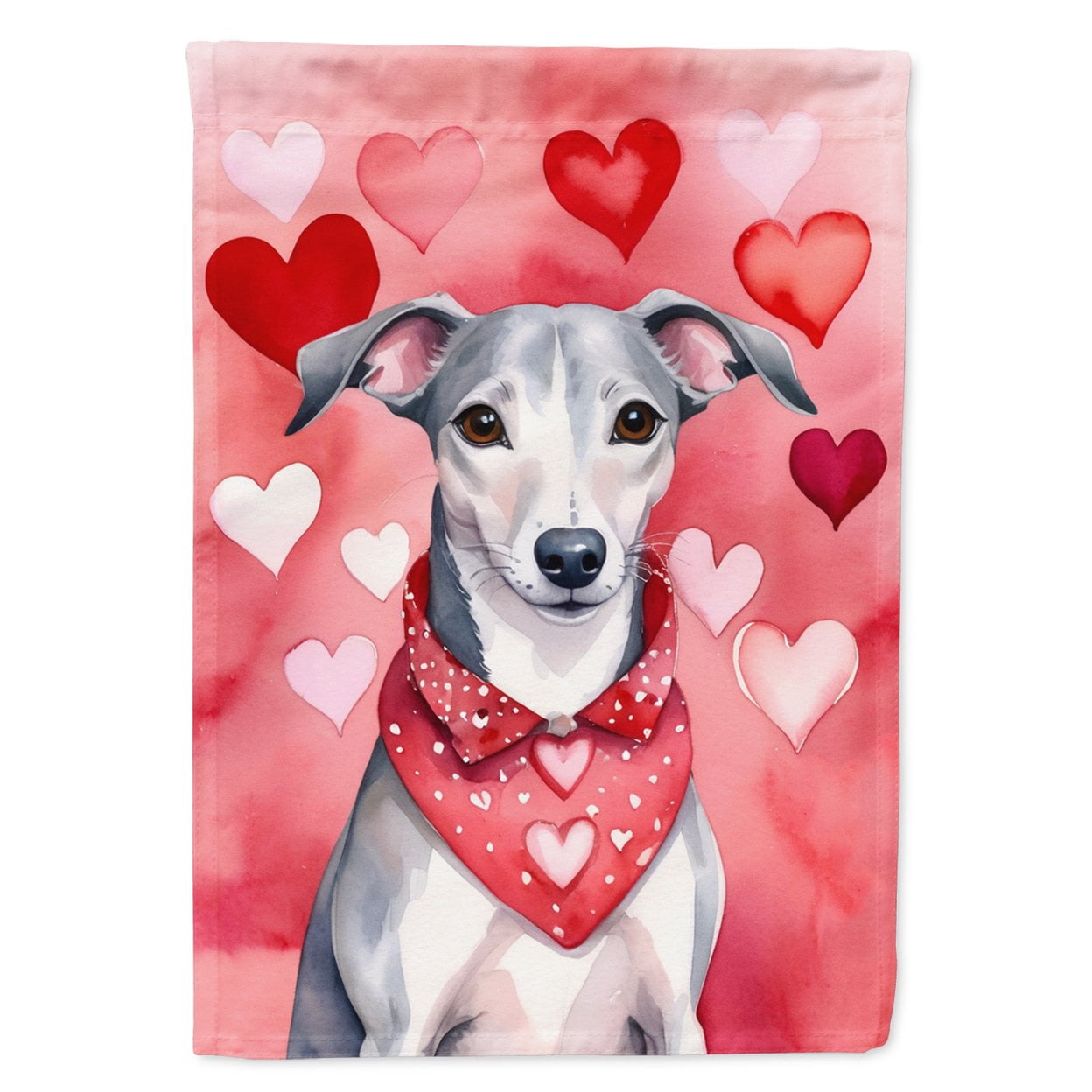 Whippet My Valentine House Flag 28 in x 40 in