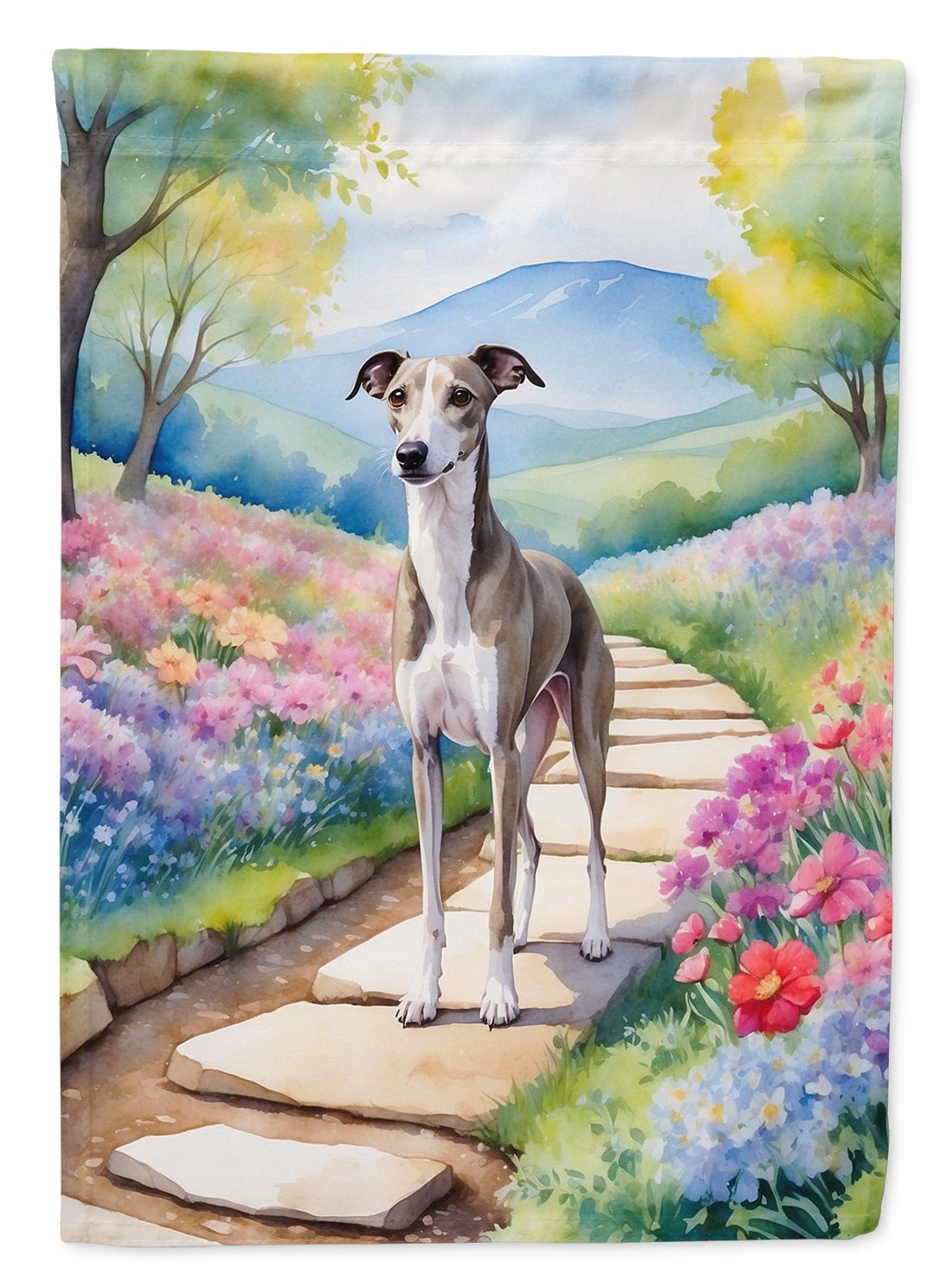 Whippet Spring Path Garden Flag 11.25 in x 15.5 in