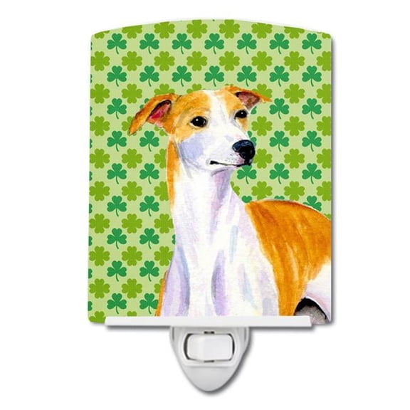 Whippet St. Patricks Day Shamrock Portrait Ceramic Night Light
