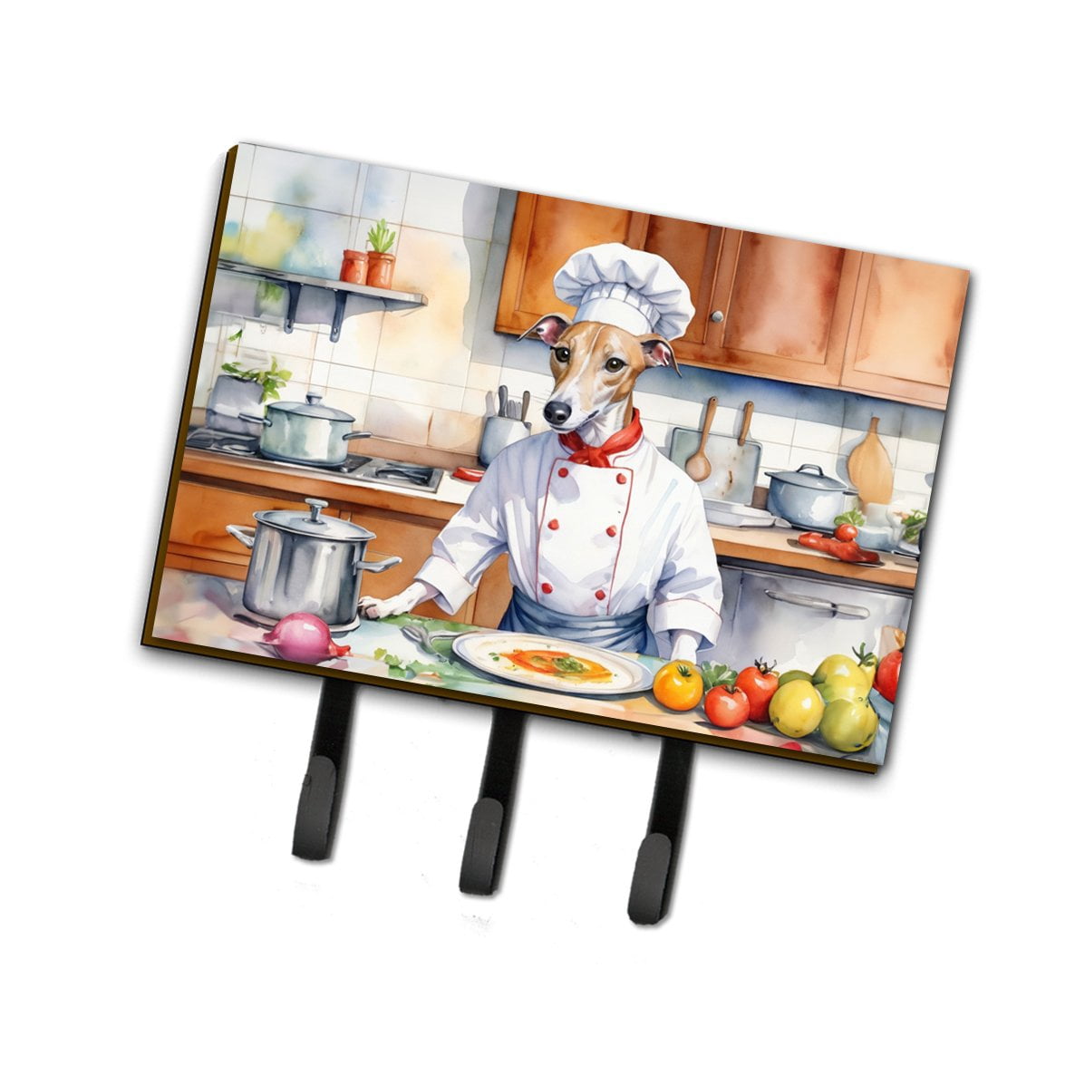 Whippet The Chef Leash or Key Holder 6 in x 9 in