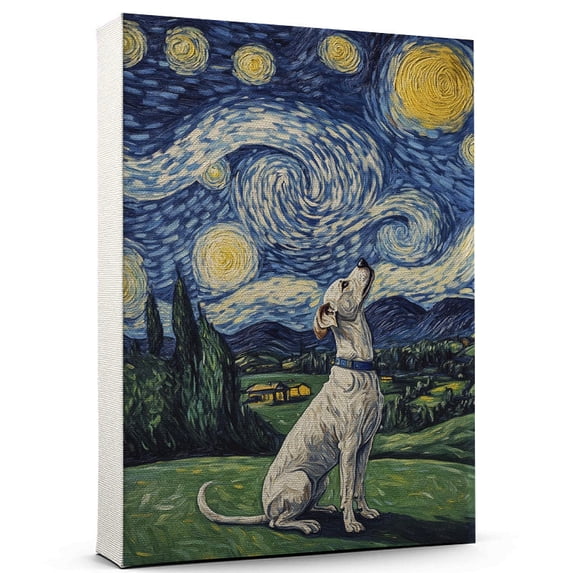 Whippet Vintage Dog Golf Canvas – Artistic Sports, Whippet Dog with Golf Stretched Canvas Size 8x12 Wall Print for Bedroom, Living Room, Office