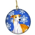 thumbnail image 1 of Whippet Winter Snowflake Holiday Ceramic Ornament, 1 of 1