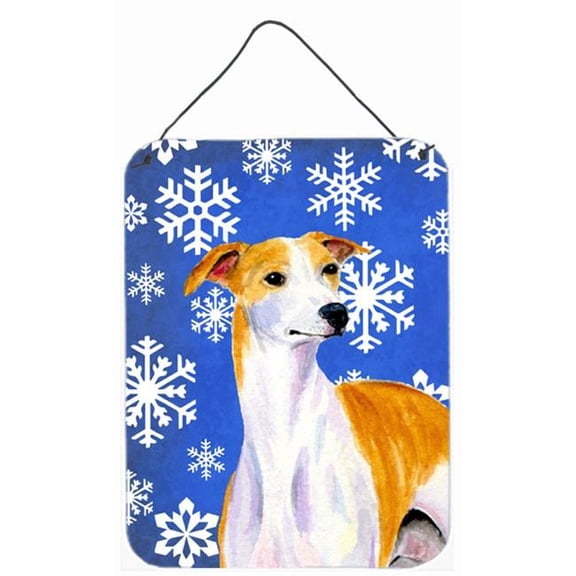 Whippet Winter Snowflakes Holiday Aluminium Metal Wall Or Door Hanging Prints