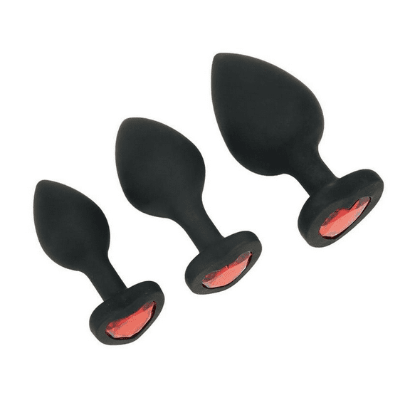 Whipsmart Heartbreaker Crystal Silicone Anal Stretching Kit, Black