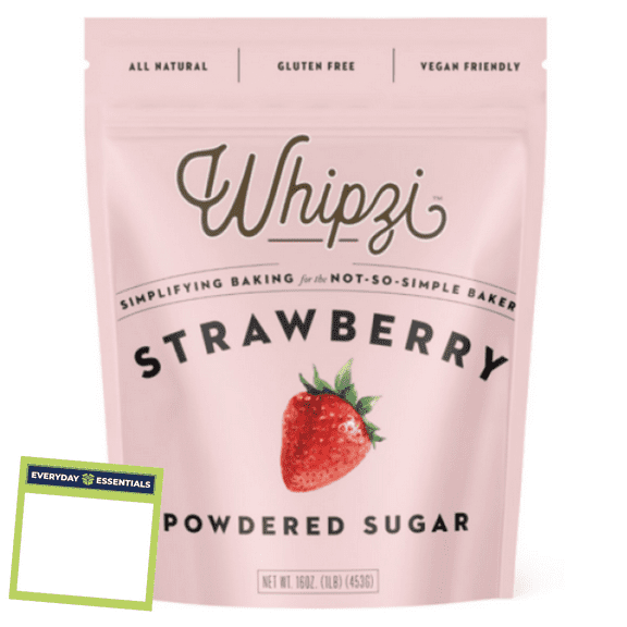 Whipzi Strawberry Flavor Powdered Sugar (Flavored Icing Mix) - Includes Everyday Essentials Note Pad