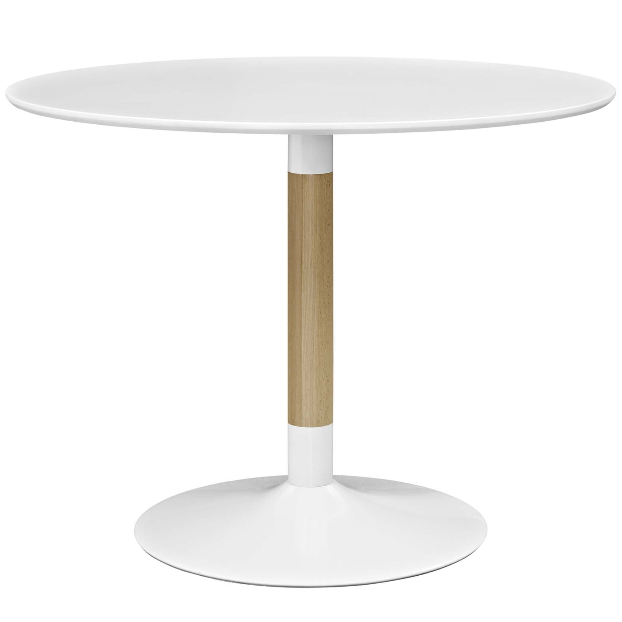 Whirl Dining Table - Round MDF Top, Birchwood Central Beam, Steel ...