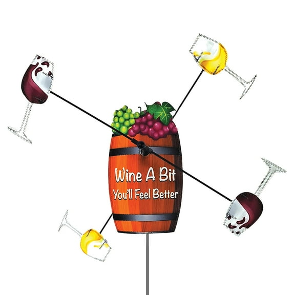 WhirliGig Spinner Wine A Bit More Colorful Outdoor Wind Spinner, Weather-Resistant, Durable & Lightweight for Patios, Yards, and Gardens - Eye-Catching Garden Decor