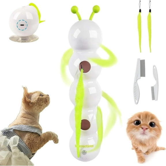 Whirlie Cat Toy, Happy Luna Cat Toy, Smart Motion cat Toy with Worm Design for Indoor Cats, Promotes Exercise & Mental with Suction Cup, Wall & Window Mounted Abs Plastic(1PC)