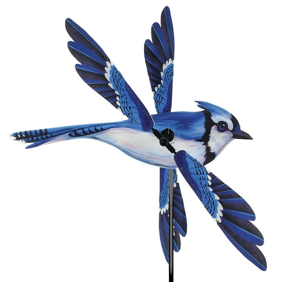 Whirligig Spinner Blue Jay 25"  Stunning Bird-Themed Design, Weather-Resistant Outdoor Decor, Durable & Lightweight for Patios, Yards, and Gardens - Eye-Catching Wind Spinner