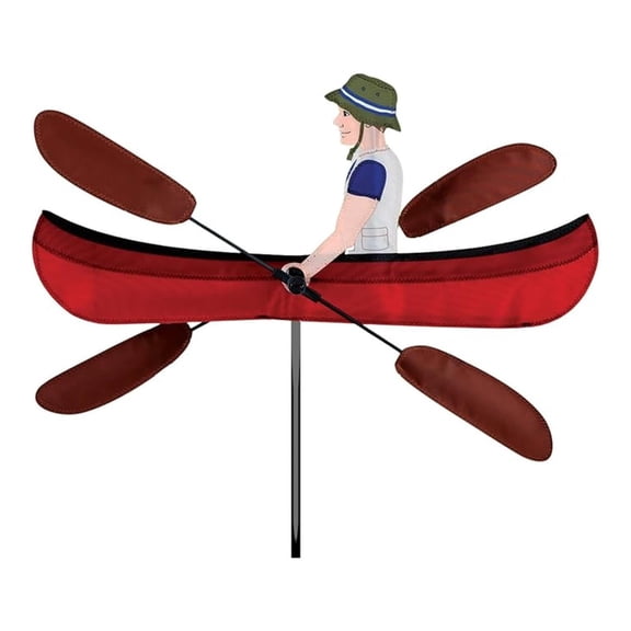 Whirligig Spinner Canoe 20"  Adventure-Inspired Outdoor Design, Weather-Resistant Outdoor Decor, Durable & Lightweight for Patios, Yards, and Gardens - Eye-Catching Wind Spinner