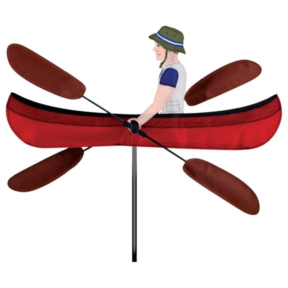 Whirligig Spinner Canoe 20"  Adventure-Inspired Outdoor Design, Weather-Resistant Outdoor Decor, Durable & Lightweight for Patios, Yards, and Gardens - Eye-Catching Wind Spinner
