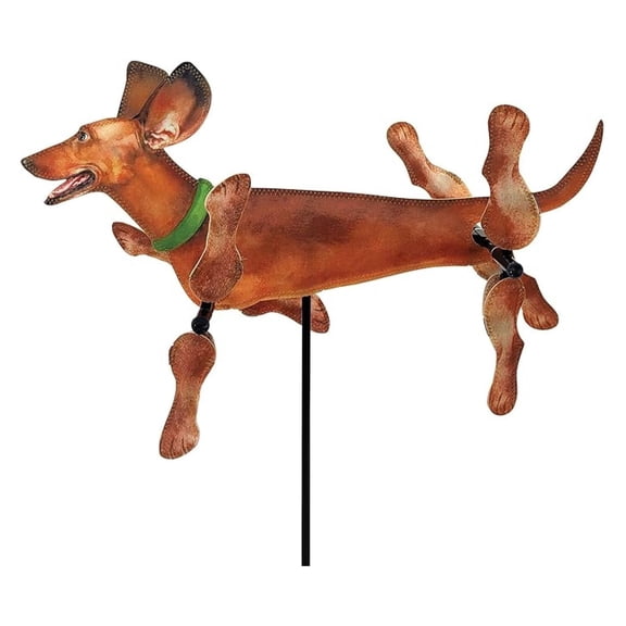 Whirligig Spinner Dachshund 20" Adorable Dog-Themed Design, Weather-Resistant Outdoor Decor, Durable & Lightweight for Patios, Yards, and Gardens - Eye-Catching Wind Spinner