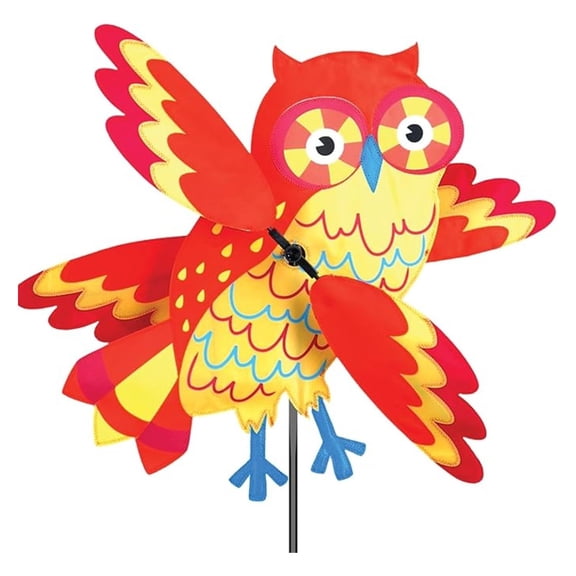 Whirligig Spinner Orange Owl 21" Charming Wildlife-Themed Design, Weather-Resistant Outdoor Decor, Durable & Lightweight for Patios, Yards, and Gardens - Eye-Catching Wind Spinner