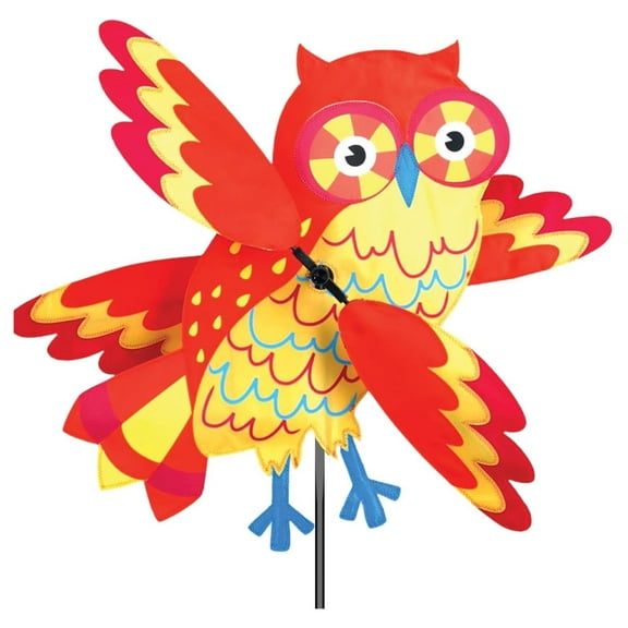 Whirligig Spinner Orange Owl 21" Charming Wildlife-Themed Design, Weather-Resistant Outdoor Decor, Durable & Lightweight for Patios, Yards, and Gardens - Eye-Catching Wind Spinner