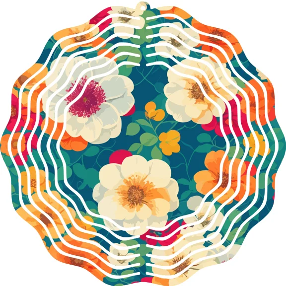 Whirligig Wind Spinner 3D Summer Flowers Outdoor Garden Decor Hanging Ornament
