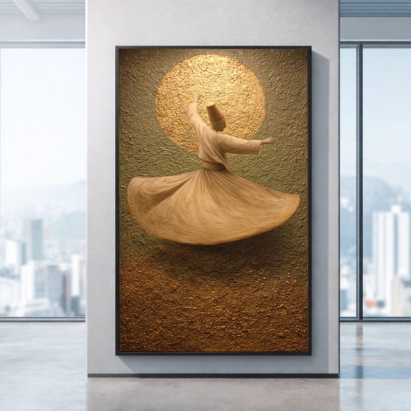 Whirling Dervish Dance Sufi Spiritual Golden Sun Poster