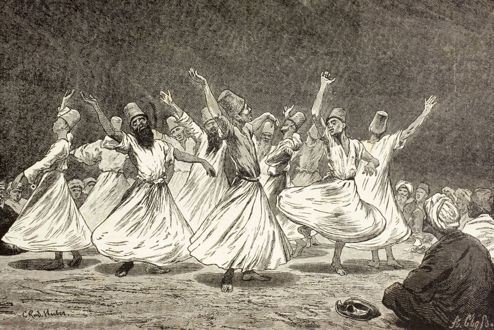 Whirling Dervishes In The 19Th Century From El Mundo Ilustrado Published Barcelona 1880 Canvas Art - Ken Welsh Design Pics (18 x 12)