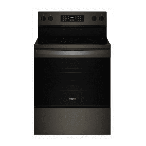 Whirlpool 30 Inch Freestanding Electric Range with 5 Elements, 5.3 cu. ft. Oven Capacity ENERGY STAR Certified in Black on Stainless Steel WFES5030RV