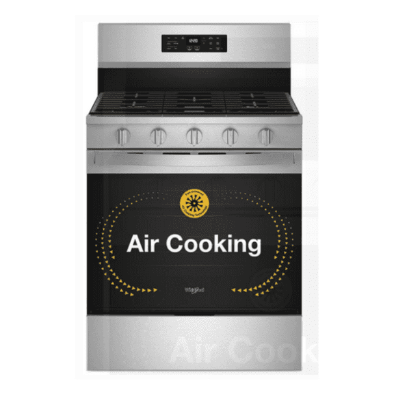 Whirlpool 30 Inch Freestanding Gas Range with 5 Sealed Burners, 5.0 cu. ft. Convection Oven, SpeedHeat in Stainless Steel WFGS5030RS