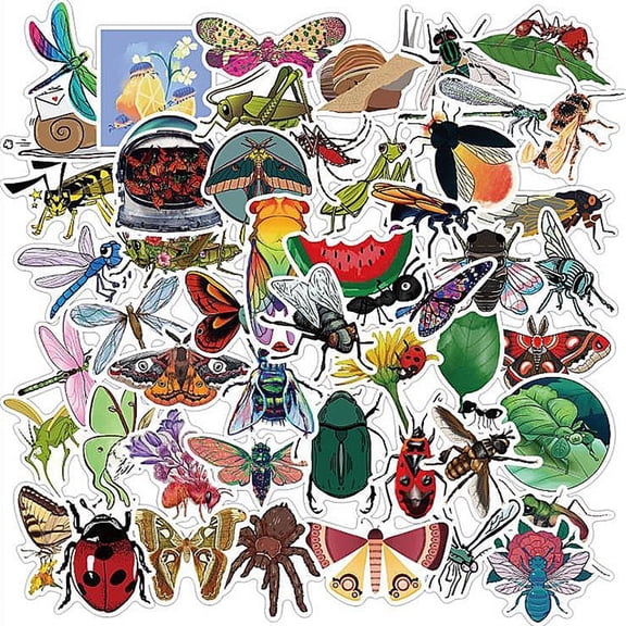 50Pcs Nature Insect Stickers Animal Ant Ladybug Butterfly Graffiti Stickers