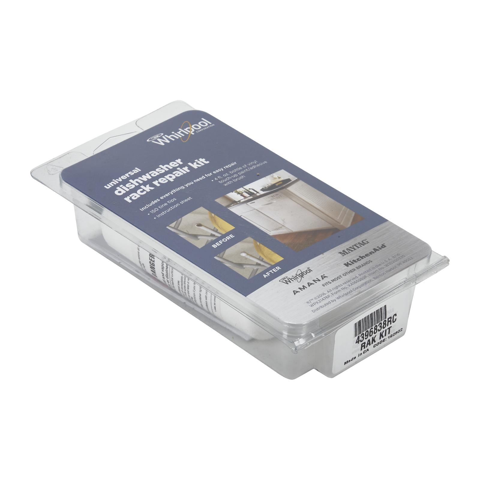 Whirlpool 4396838RC Dishwasher Tine Tip Repair Kit - White
