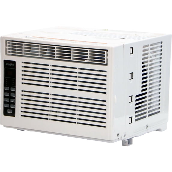 Whirlpool 6,000 BTU Window Air Conditioner with Dehumidifier, 115V, Window AC for Rooms up to 250 Sq. Ft., Living Room, Bedroom, or Kitchen, with Remote Control, Digital Display, and 24H-Timer, White