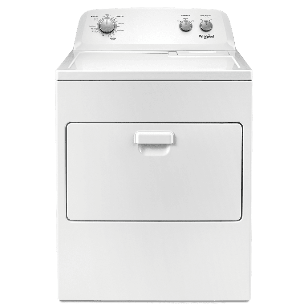 Whirlpool® Brand New WED4850HW 7.0 Cu. ft. Top Load Electric Dryer with Auto Dry™ System. Product Height 43" - Width 29"
