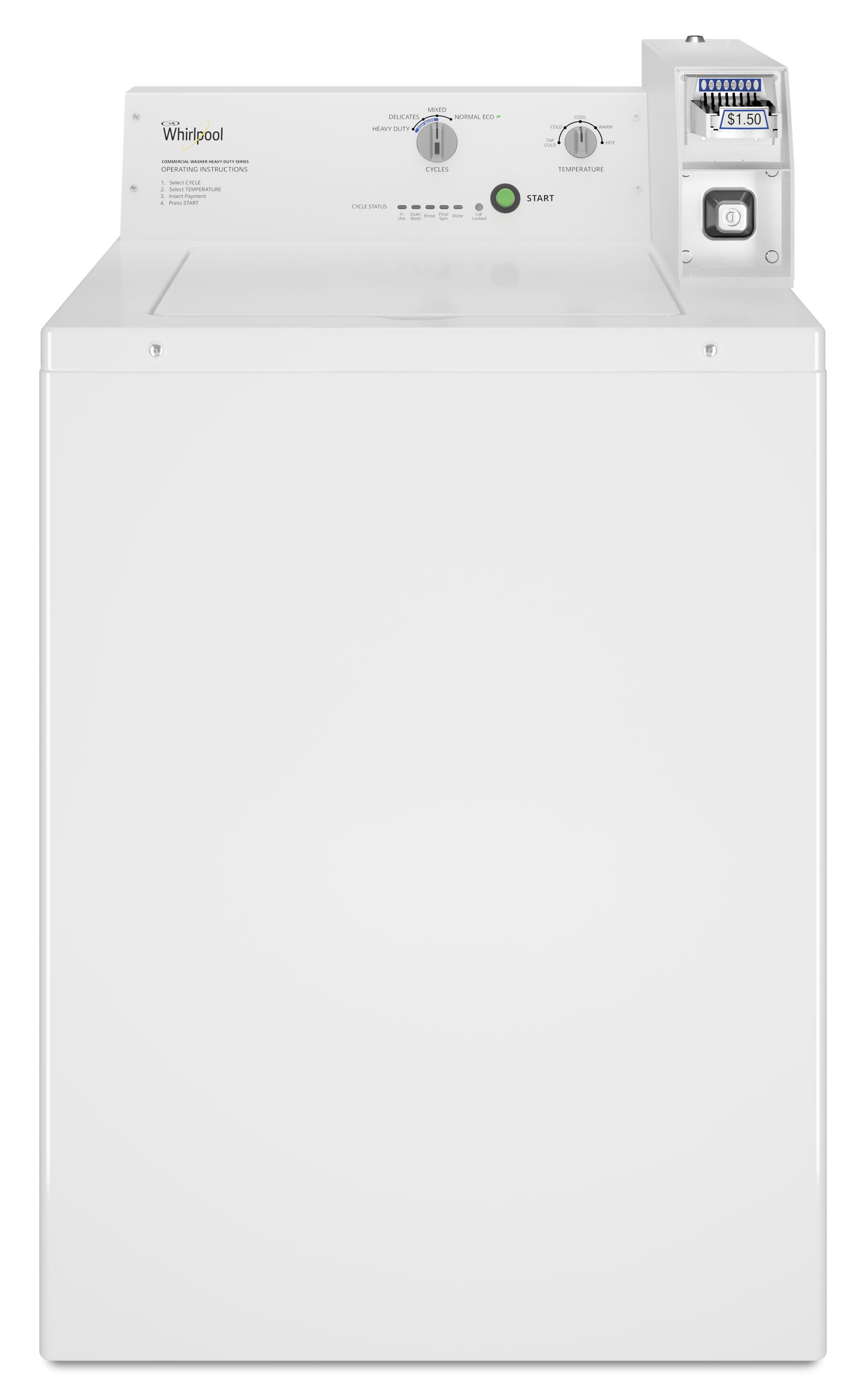 Whirlpool CAE2745FQ 27 Inch Commercial Top Load Washer with Coin Equipped