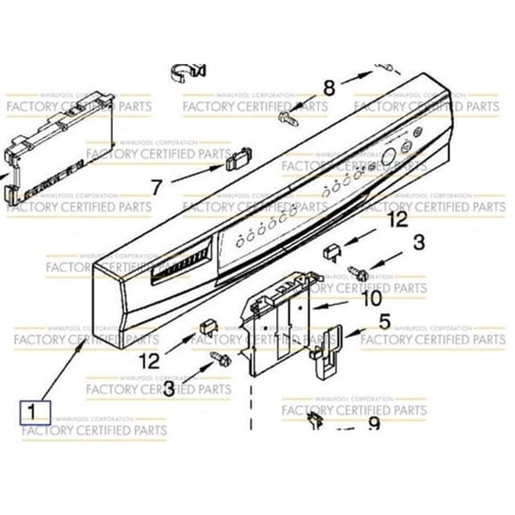 Whirlpool WPLWP3385744 Dishwasher Control Panel