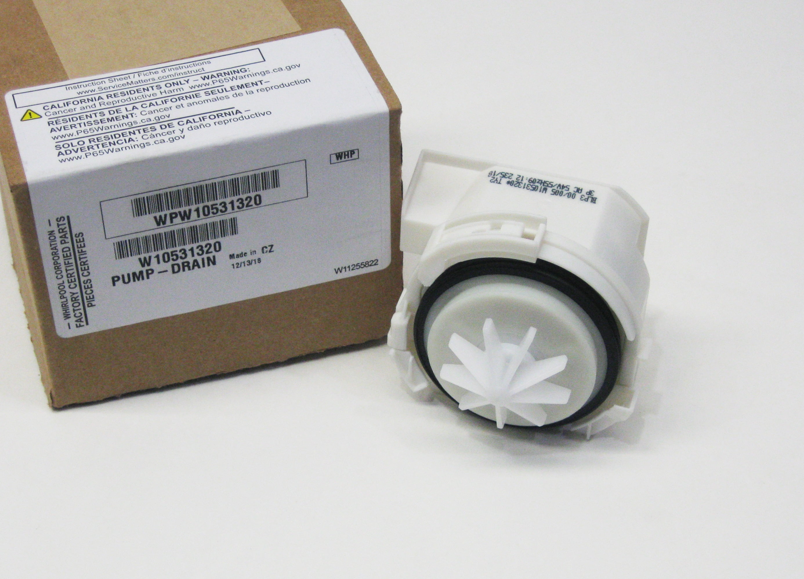 Whirlpool Dishwasher Drain Pump WPW10531320