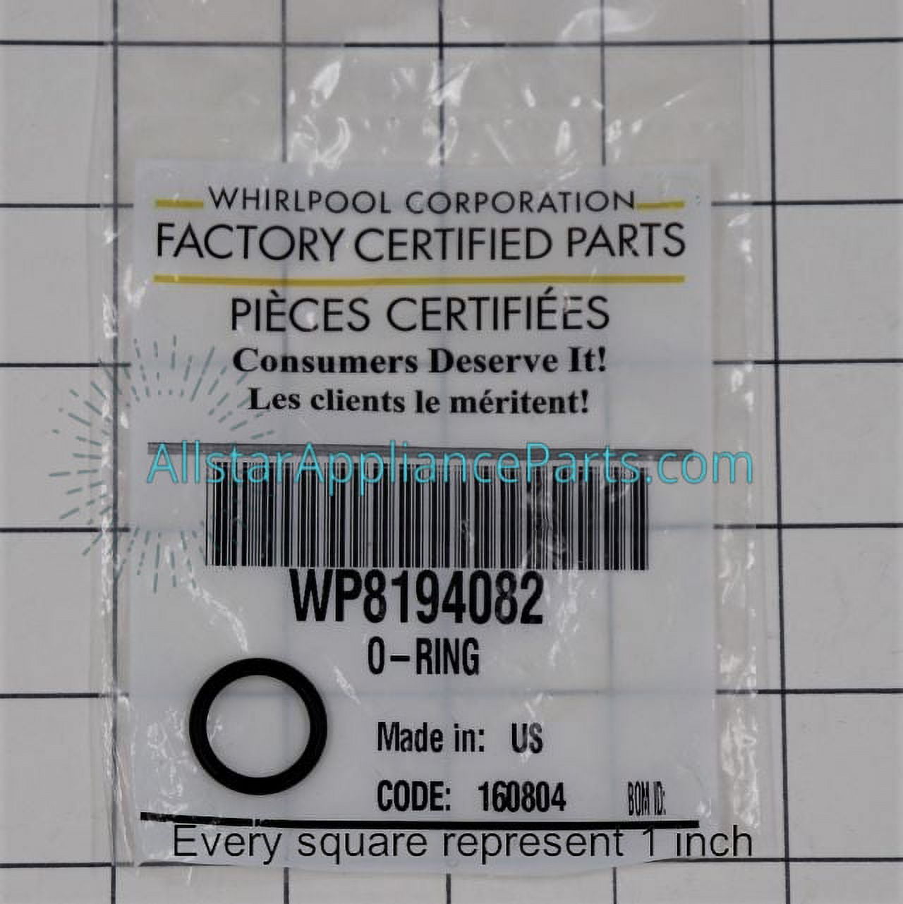 Whirlpool Dishwasher O-Ring WP8194082