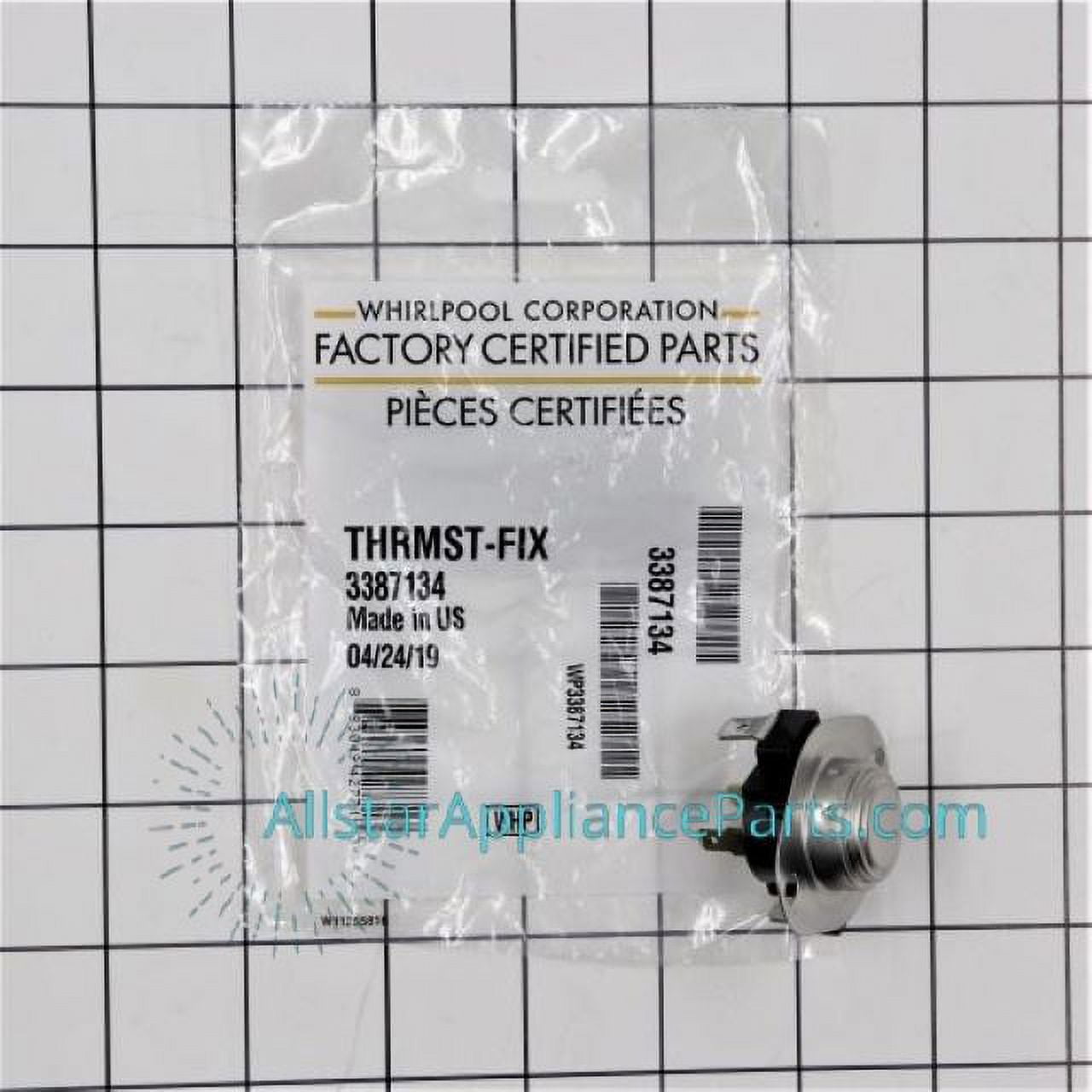 Whirlpool Dryer Cycling Thermostat WP3387134