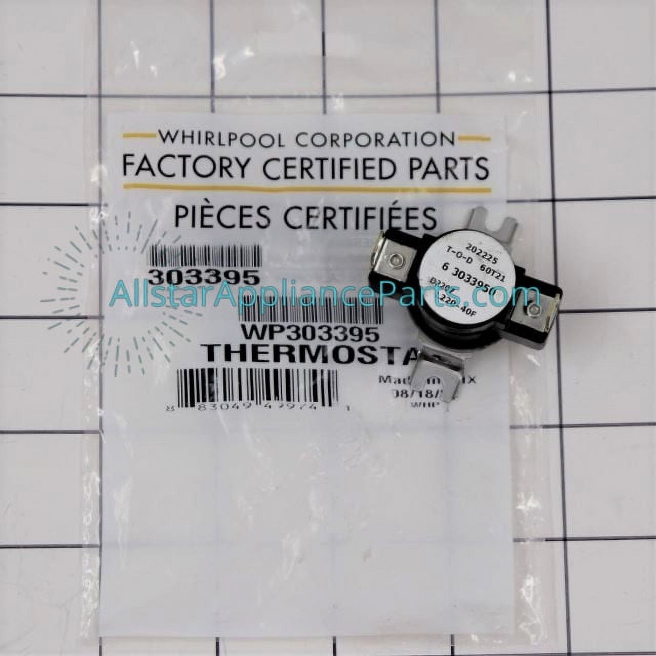 Whirlpool Dryer High Limit Thermostat WP303395