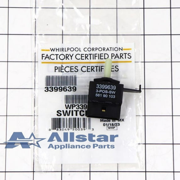 Whirlpool Dryer Temperature Selector Switch WP3399639