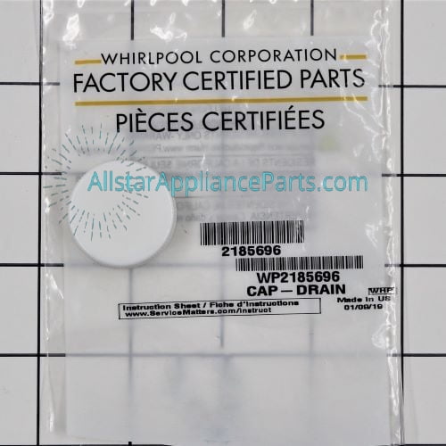 Whirlpool Ice Machine Cap Drain Fastener WP2185696