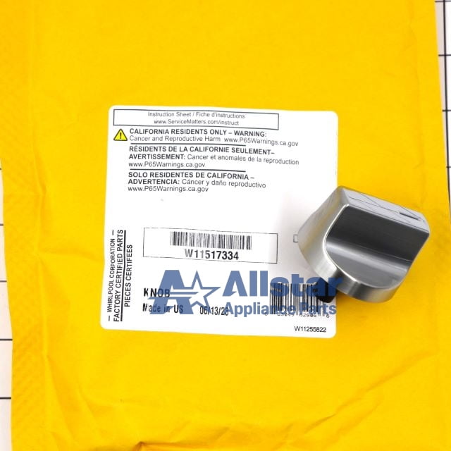Whirlpool Range/Stove/Oven Control Knob W11517334