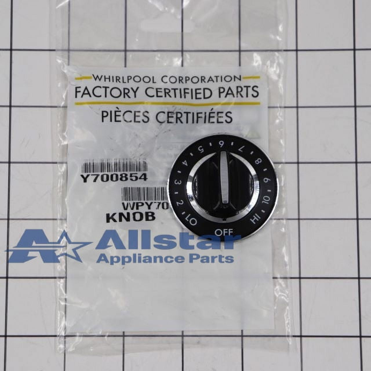 Whirlpool Range/Stove/Oven Control Knob WPY700854