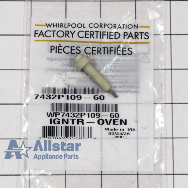 Whirlpool Range/Stove/Oven Spark Electrode WP7432P109-60