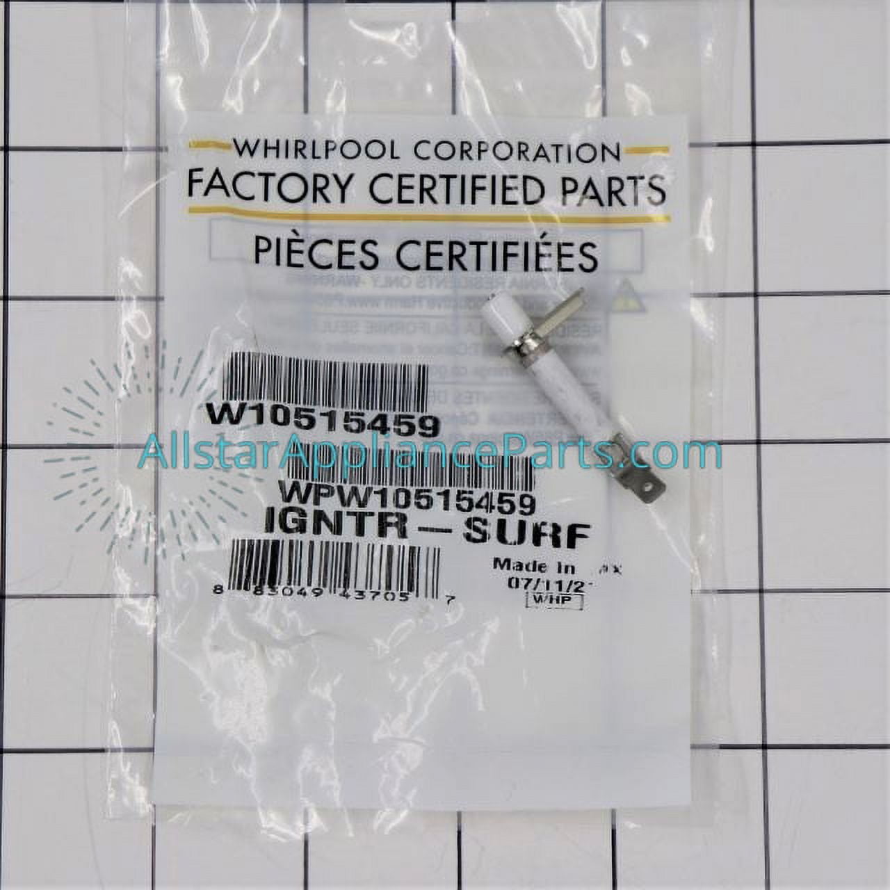 Whirlpool Range/Stove/Oven Spark Electrode WPW10515459