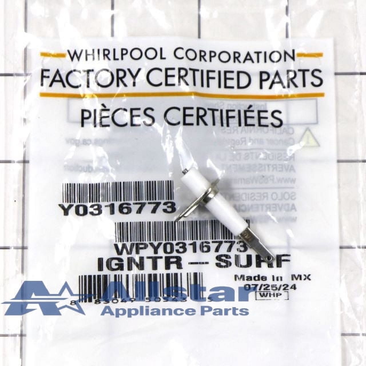Whirlpool Range/Stove/Oven Spark Electrode WPY0316773
