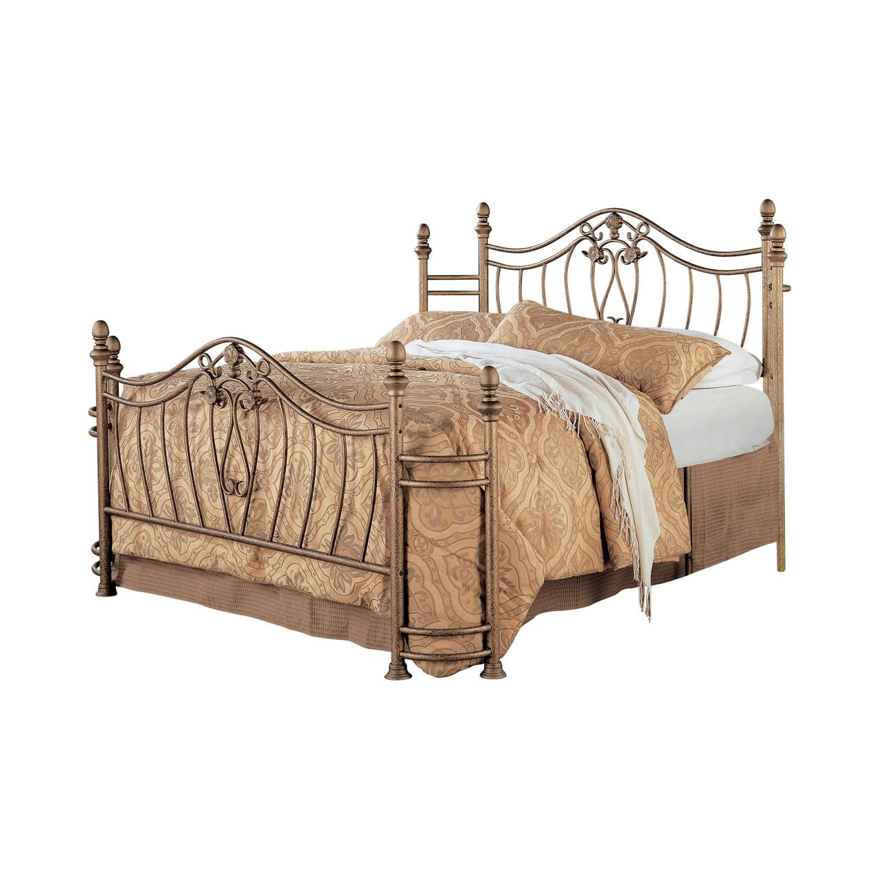 Whirlpool Sydney Adult Queen Traditional Metal Platform Bed, Antique Brushed Gold