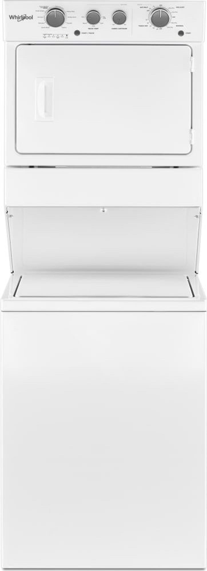 White Electric Stacked Laundry Center with 9 Wash Cycles